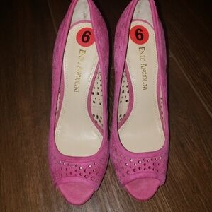 ENZO ANGIOLINI HOT PINK 🔥 HEELS SZ 6 SUEDE Platform